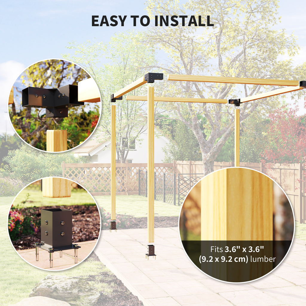 12PCS Pergola Kit, Pergola Brackets with 3-Way & 4-Way Corner Brackets for 4"x4" (Actual 3.6"x3.6") Lumber