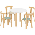 Qaba Wooden Kids Table and Chairs Set, Toddler Table and Chairs Set for 3-8 Years, Green