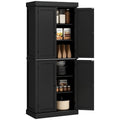 72.5" Freestanding Kitchen Pantry Cabinet with 4 Doors, Black