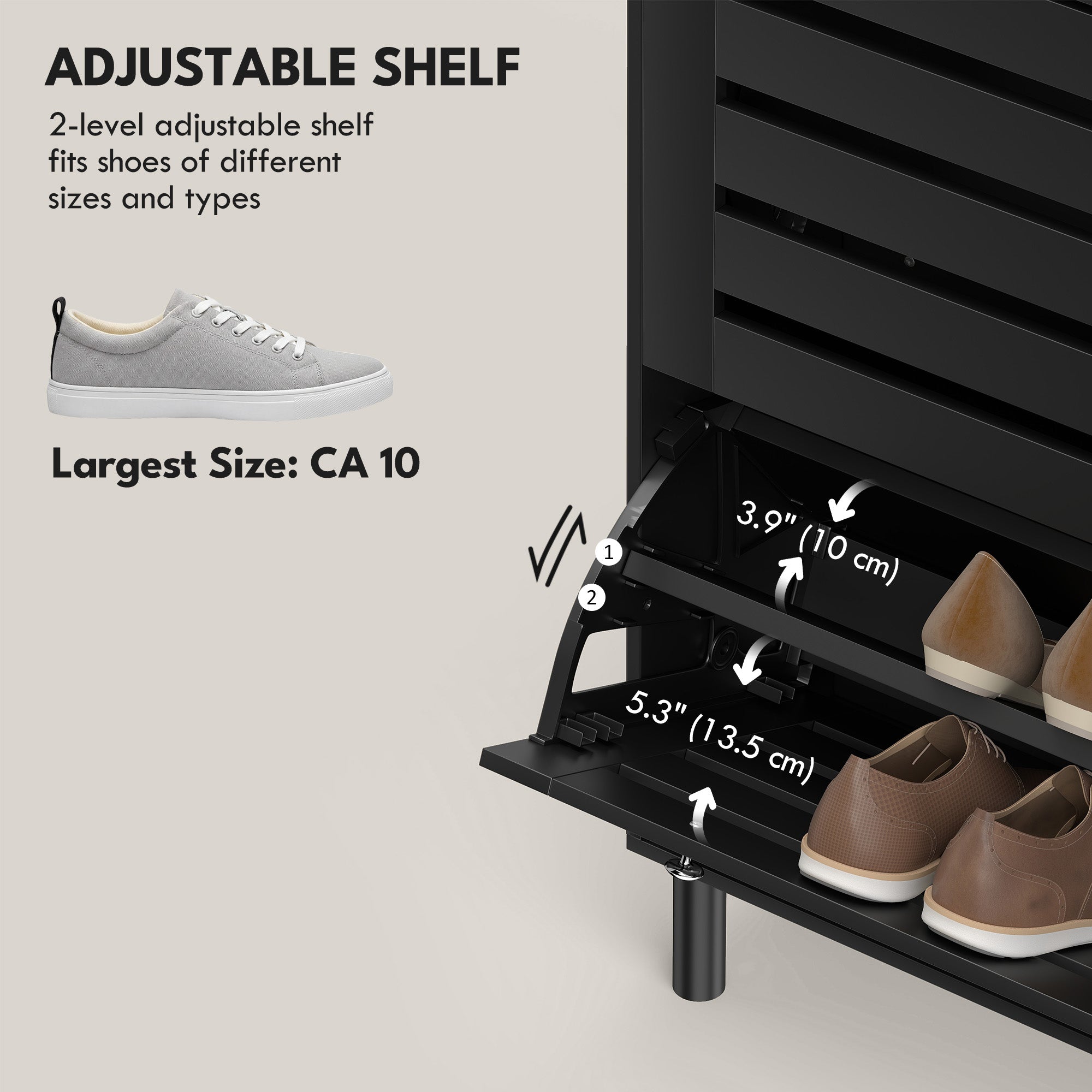 Narrow Shoe Storage Cabinet, 3 Flip Drawers, Adjustable Shelves, 18-24 Pairs Capacity, White