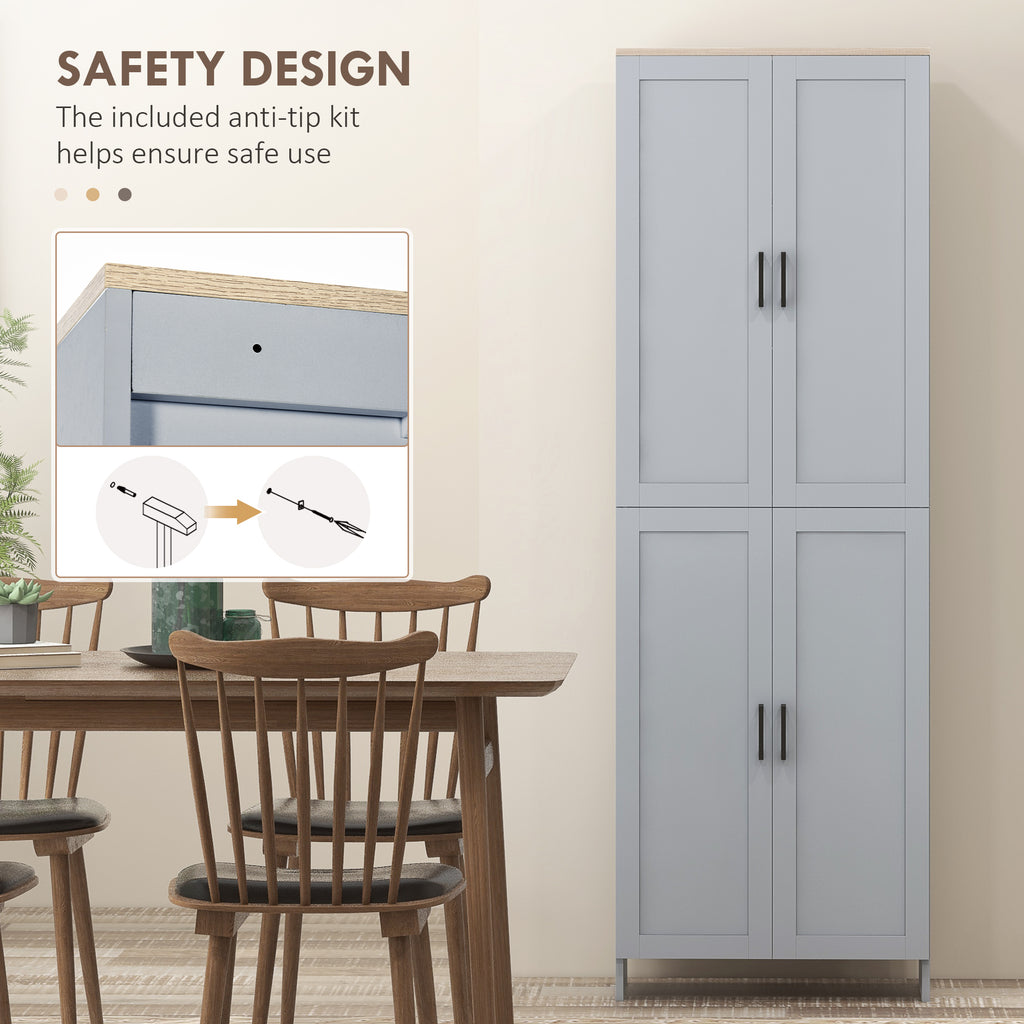 67" 4-Door Kitchen Pantry Cabinet, Freestanding Storage Cabinet Cupboard with Adjustable Shelves, White