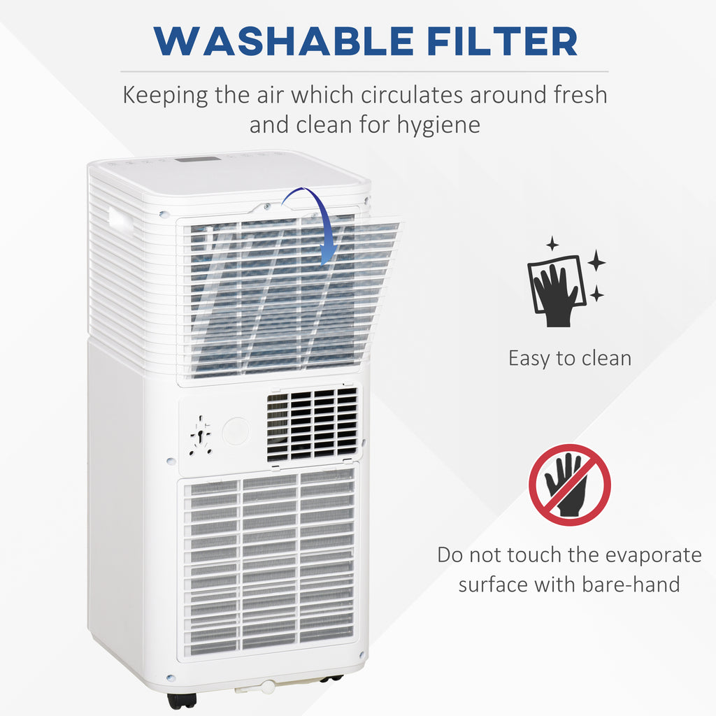 8000 BTU ተንቀሳቓሲ ኣየር ኮንዲሽነር ምስ ፋንን ደርቂ ኣየር ማውጣእን፣ ጸጥታ ዘለዎ ኣየር ኮንዲሽነር ምስ ርሑቕ ቁጽጽር፣ 24-ሰዓት ሰዓት ተቆጻጽሪ፣ ጻዕዳ