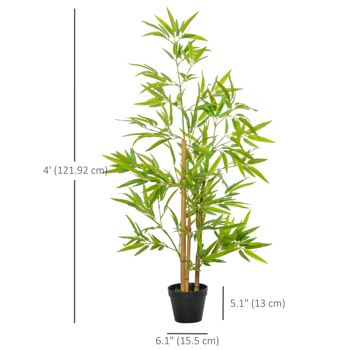 Artificial Bamboo Tree, 4ft Fake Tree with Realistic Leaf and Natural Trunk, Decorative Plant in Nursery