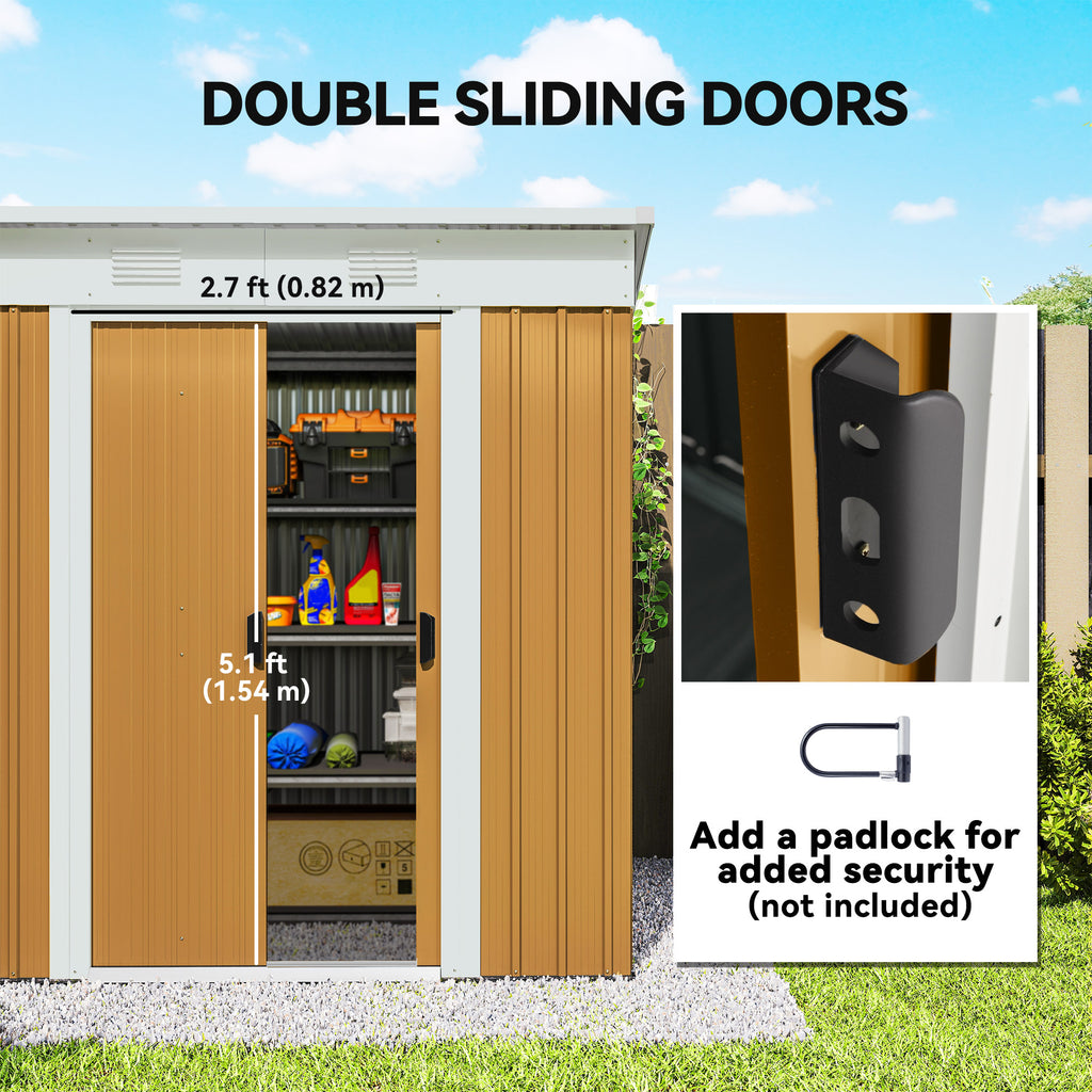 7' x 4' Outdoor Storage Shed, Metal Garden Shed with Lockable Sliding Doors and Vents, Grey