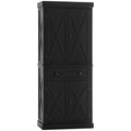 72.5" Kitchen Pantry Cabinet, Freestanding Storage Cabinet with 4 Doors, Drawer and Adjustable Shelves, Black