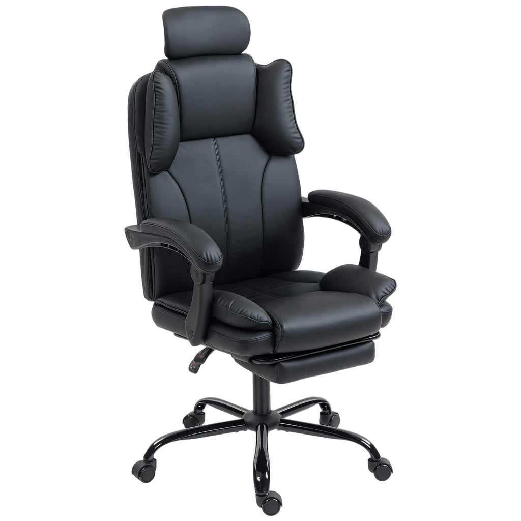 Reclining Office Chair, Executive Desk Chair with Pet-Friendly Fabric, Headrest, Footrest, Swivel Wheels, Brown