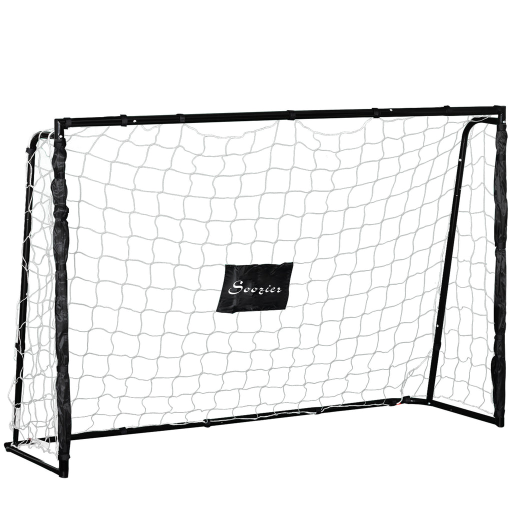 Soozier 6ft x 4ft Soccer Goal Net with Metal Frame, PE Mesh, Ground Stakes, Easy Assembly, Yellow