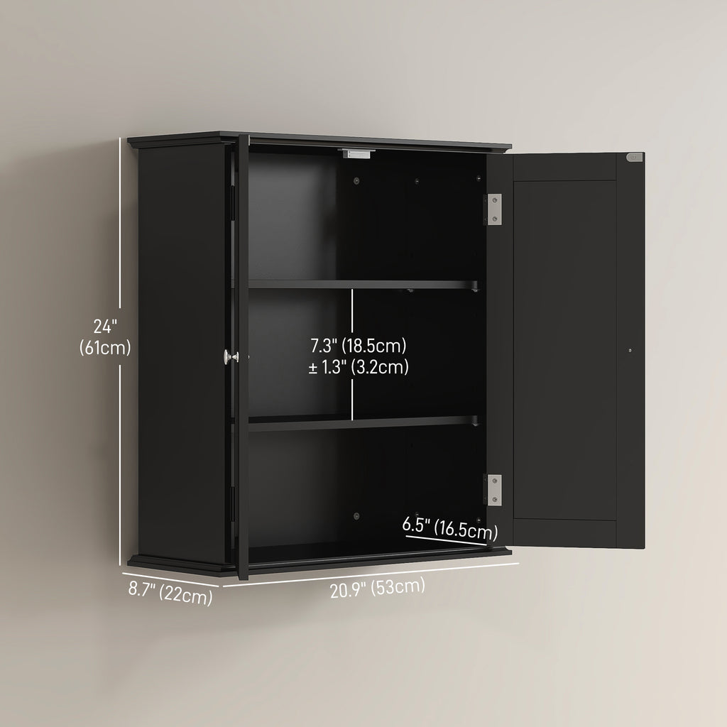 Bathroom Medicine Cabinet, Wall Cabinet with 2 Doors and Adjustable Shelf, Space Saver Over Toilet Cabinet