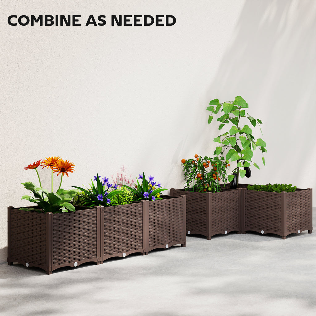Plastic Raised Garden Bed with Legs, Self Watering Elevated Planter Boxes with Drainage Holes and Plugs