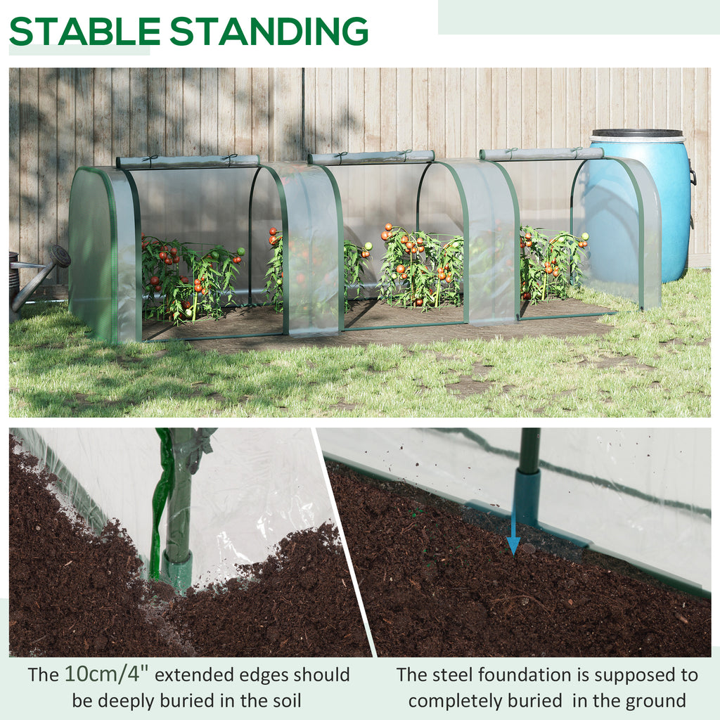 13' x 3' x 2.5' Portable Mini Tunnel Greenhouse with 4 Zipped Doors, Easy Assembly, Clear