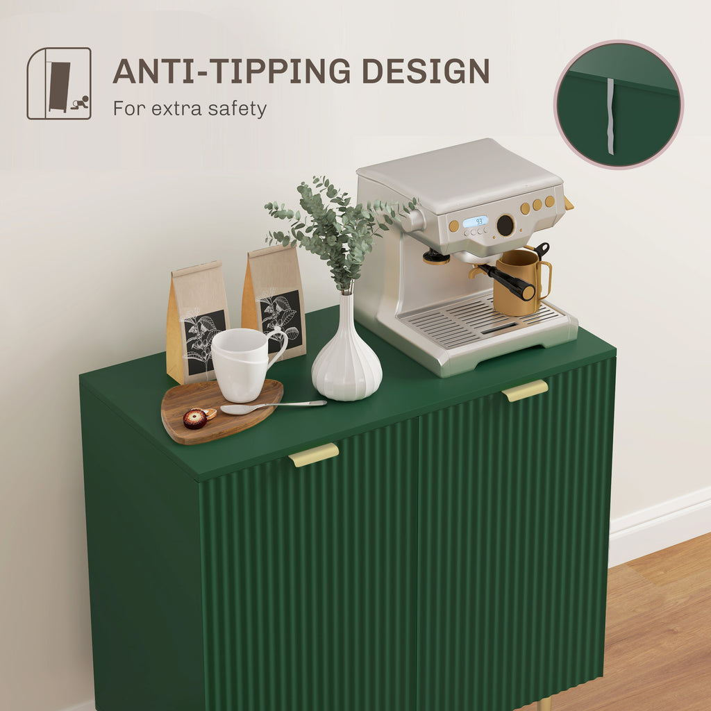 Modern Kitchen Storage Cabinet, Sideboard Buffet Cabinet with Adjustable Shelves and Metal Legs for Kitchen, Black