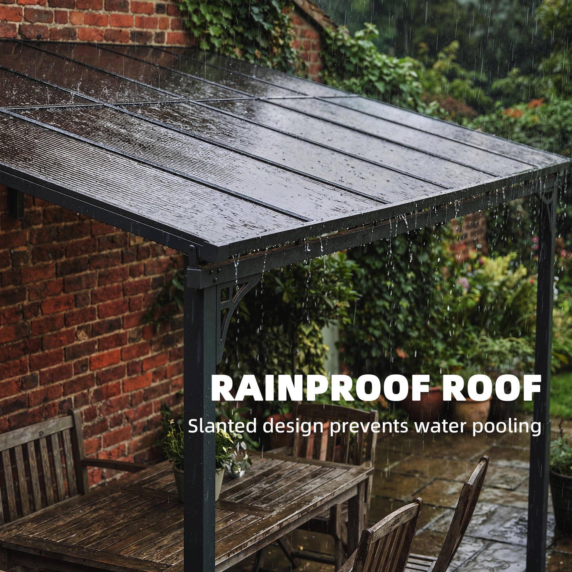 11' x 10' Outdoor Pergola, Wall Mounted Hardtop Lean-to Gazebo with Polycarbonate Roof and Metal-Aluminium Frame