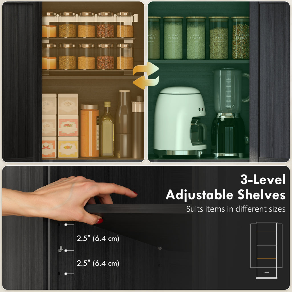 71" Pantry Cabinet, Kitchen Storage Cabinet with Adjustable Shelves, 2 Doors and Drawer for Dining Room, White