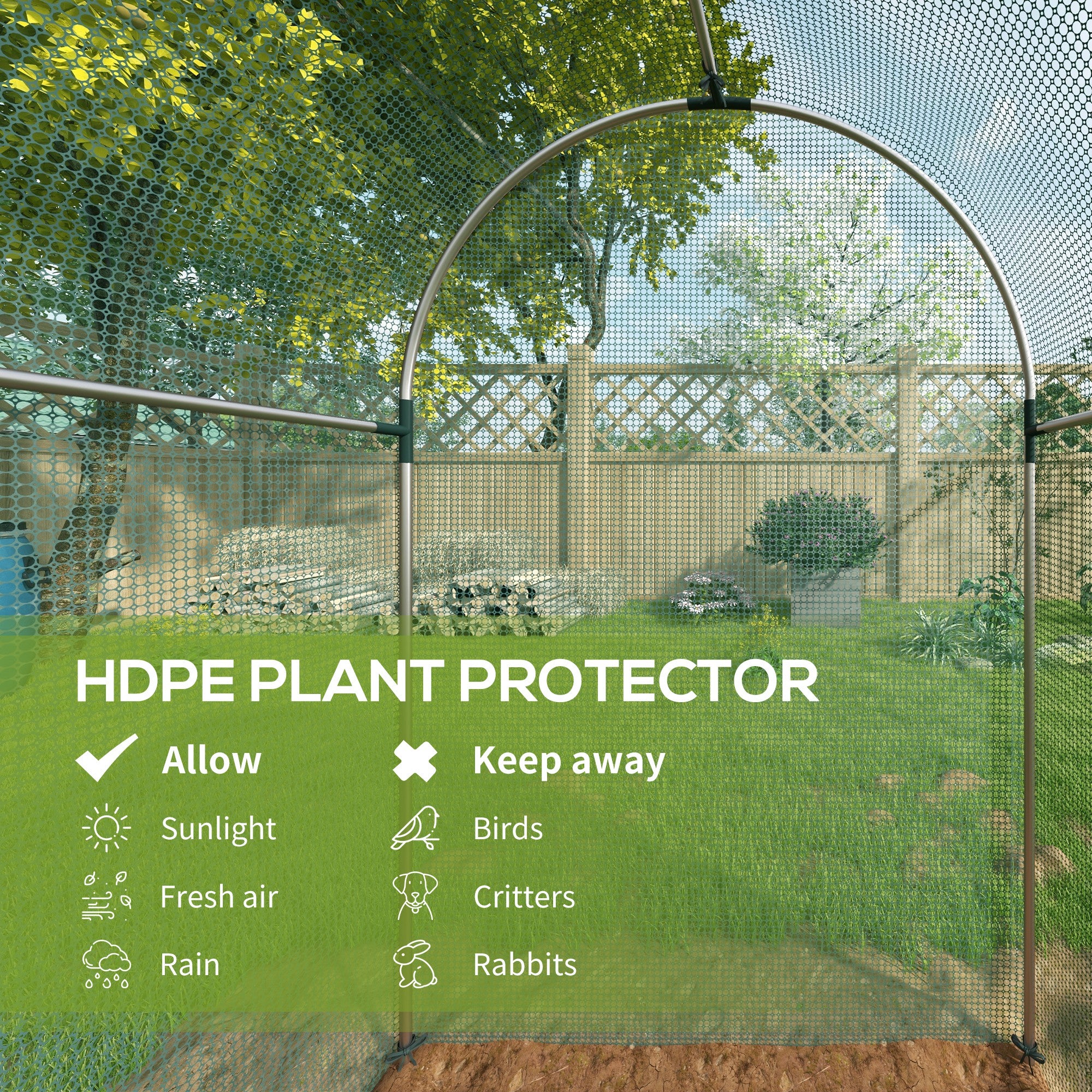 Galvanized Steel Crop Cage, Plant Protection Tent with Zippered Door, 4' x 4', Green