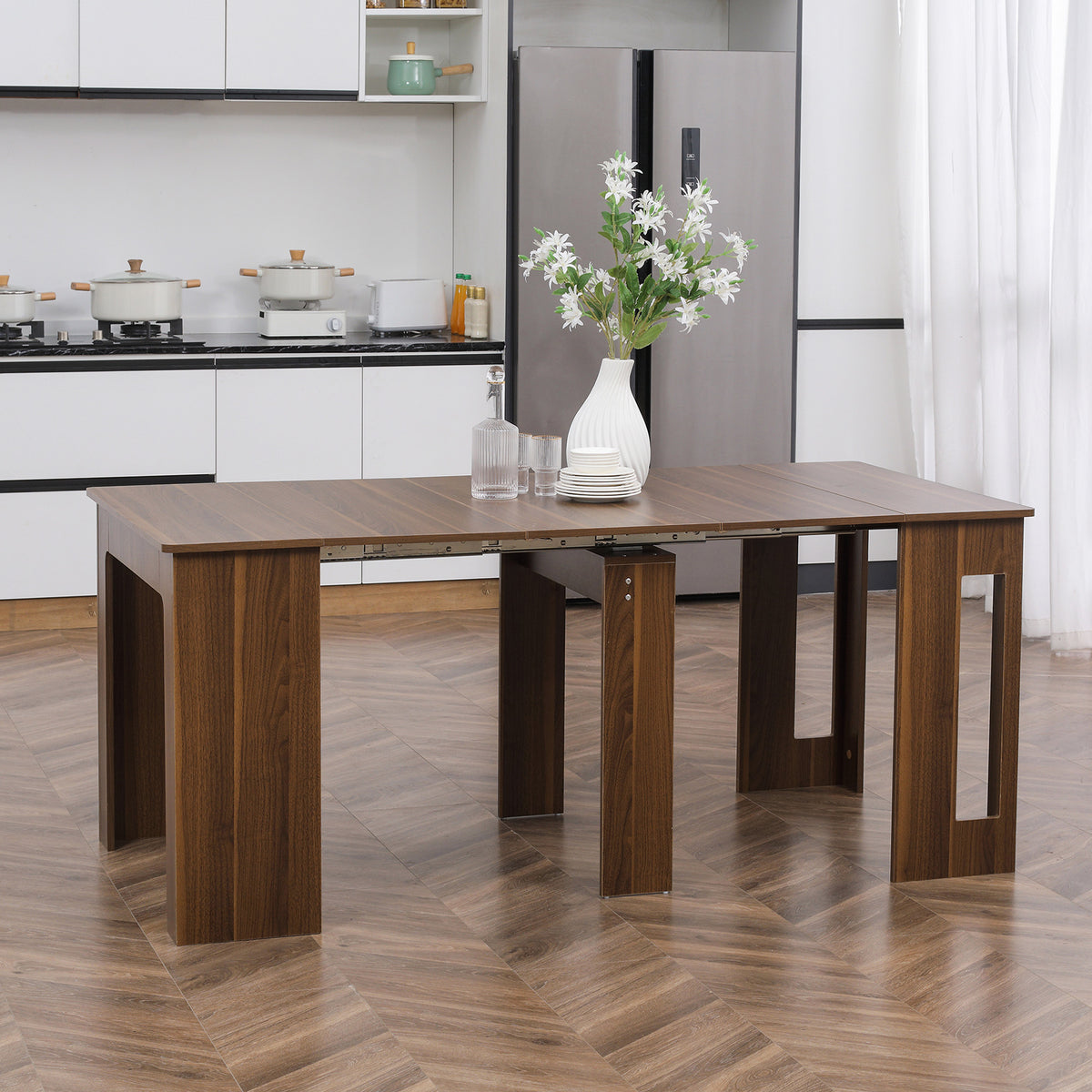 Foldable Dining Table, Extendable Kitchen Table for Small Spaces, Seats up to 6 People