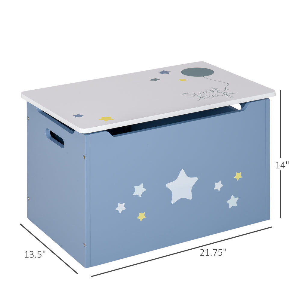Qaba Kids Toy Storage Box, Organizer Chest with Gas Stay Bar Seating Bench, Blue