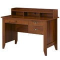 Study Table with Storage Hutch, Drawers, Shelf, Home Office Writing Table Study Workstation with Cable Management, Brown