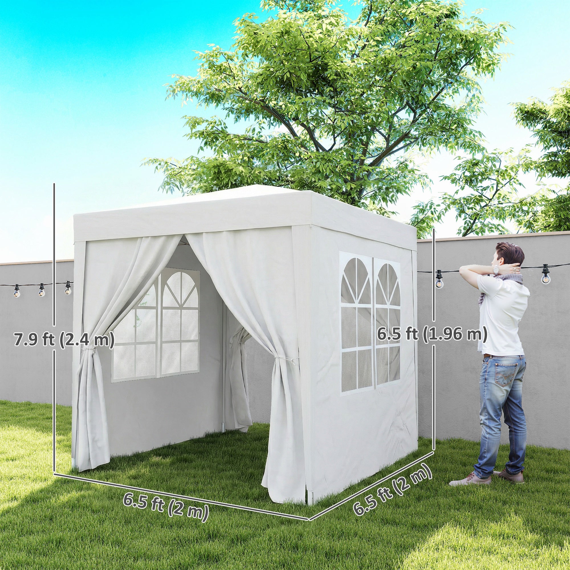 6.6'x6.6' Pop Up Canopy Tent with Sidewalls, Instant Sun Shelter Camping Gazebo with Carry Bag, Grey