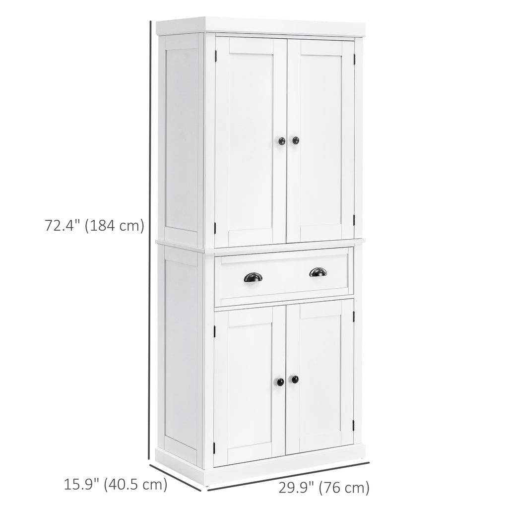 Long Standing Kitchen Cabinet w/ 2 Drawers MDF Board White
