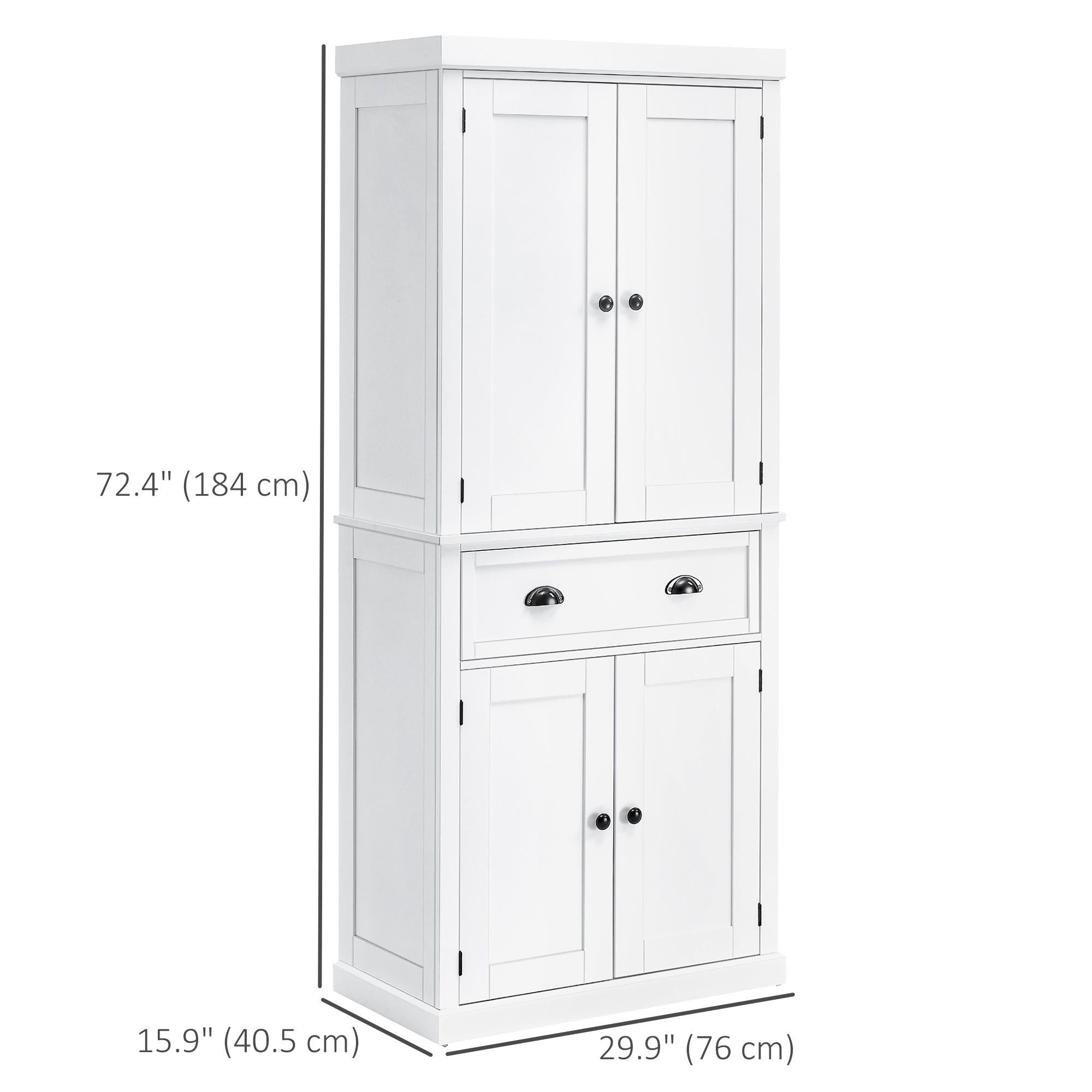 Long Standing Kitchen Cabinet w/ 2 Drawers MDF Board White