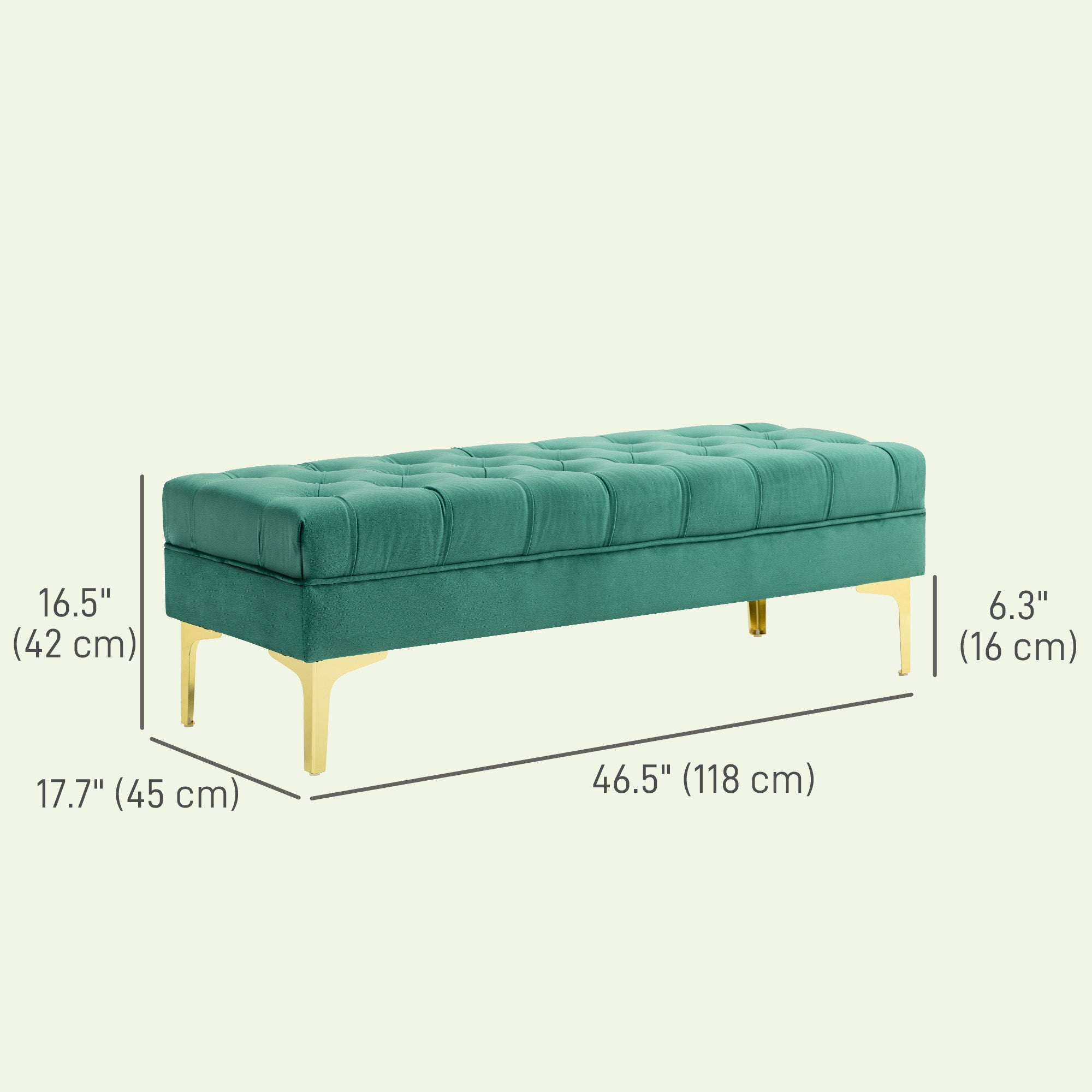 End of Bed Bench, Upholstered Bench, Entryway Shoe Bench with Button Tufted for Living Room, Bedroom, Dark Green
