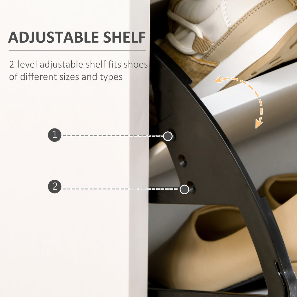 Modern Shoe Cabinet Storage 12 Pair Shoe Organizer with 2 Flip Doors Drawer and Adjustable Shelf White