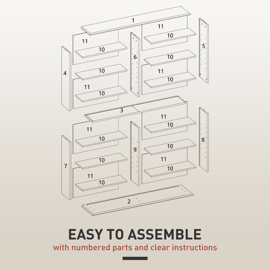 8-Tier DVD Shelf with 12 Adjustable Shelves, Double CD Shelf, Holds 720 CDs, 396 DVDs or 396 Blu-rays, Natural Wood