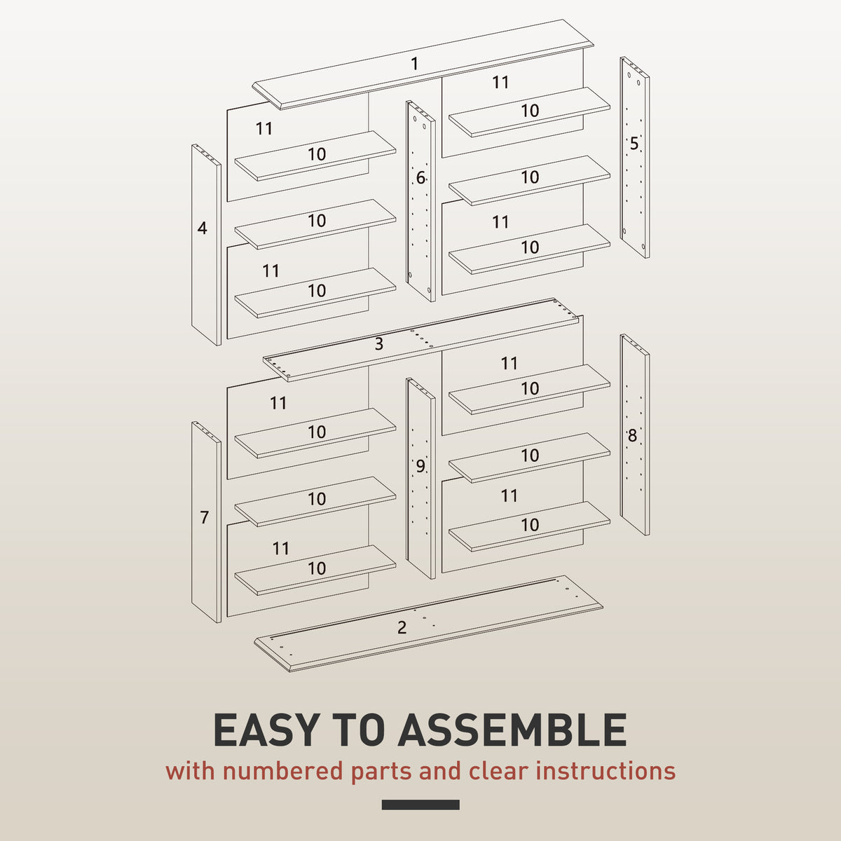 8-Tier DVD Shelf with 12 Adjustable Shelves, Double CD Shelf, Holds 720 CDs, 396 DVDs or 396 Blu-rays, Natural Wood
