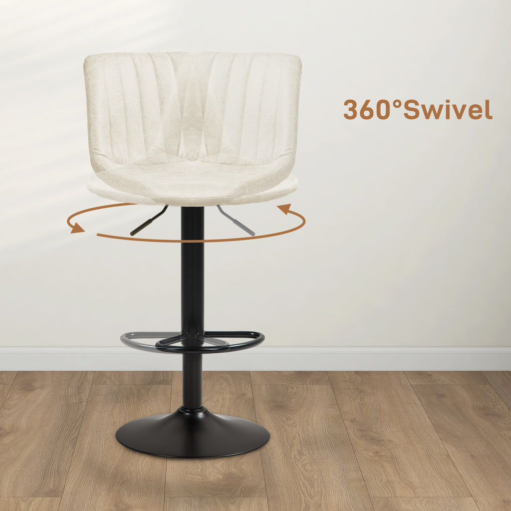 Counter Height Bar Stools Set of 2, Adjustable Height Bar Chairs with Swivel Seat, Leathaire Upholstery