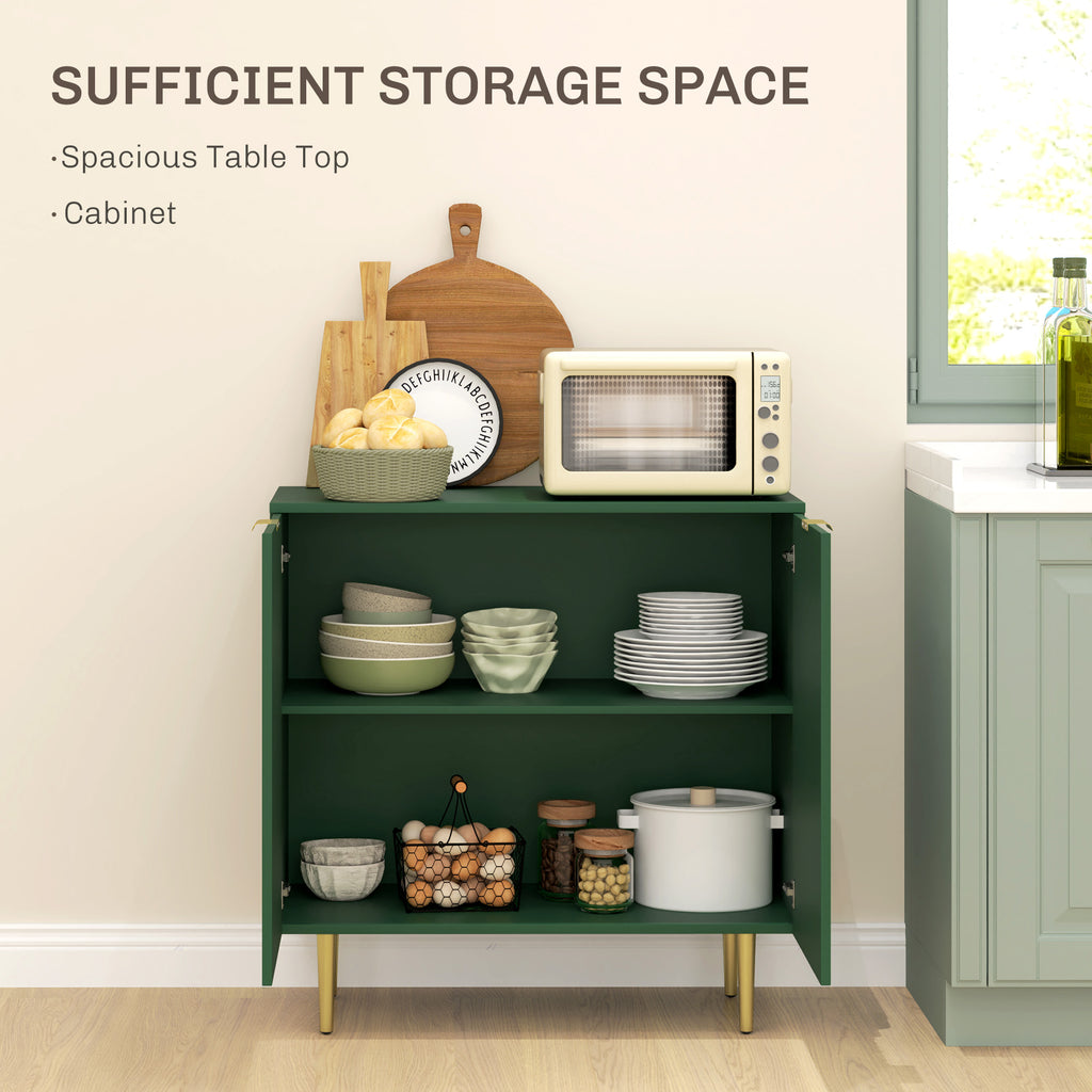 Modern Kitchen Storage Cabinet, Sideboard Buffet Cabinet with Adjustable Shelves and Metal Legs for Kitchen, Black