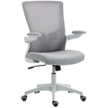Ergonomic Office Chair, Swivel Desk Chair with Adjustable Lumbar Support and Height, Flip-up Armrests, Wheels, Grey