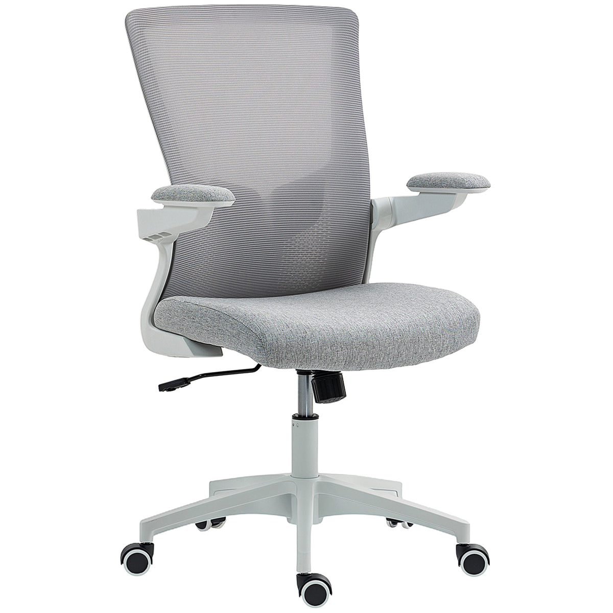 Ergonomic Office Chair, Swivel Desk Chair with Adjustable Lumbar Support and Height, Flip-up Armrests, Wheels, Grey