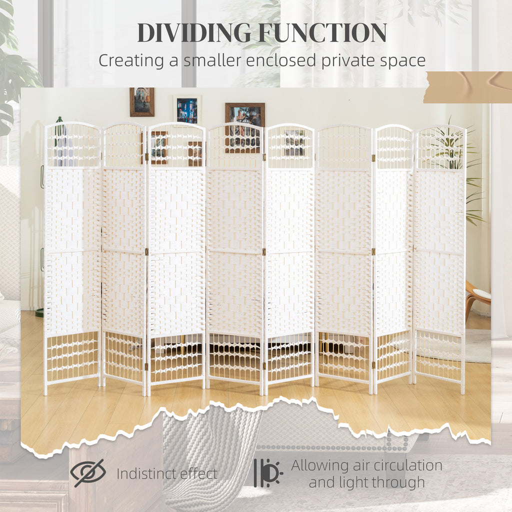 4 Panel Folding Room Divider, Portable Privacy Screen, Wave Fiber Room Partition for Home Office, White