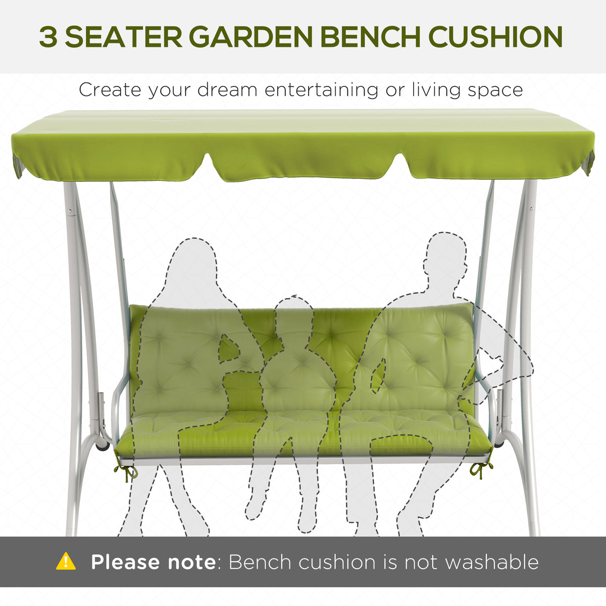3-Seater Outdoor Bench Swing Chair Replacement Cushions for Patio Garden, Light Blue