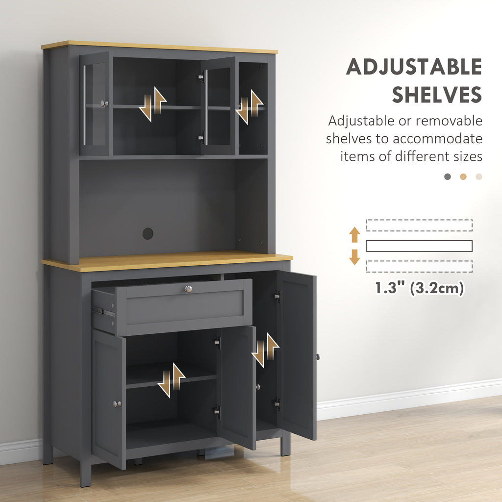 67" 4-Door Kitchen Pantry Cabinet, Freestanding Storage Cabinet Cupboard with Adjustable Shelves, White