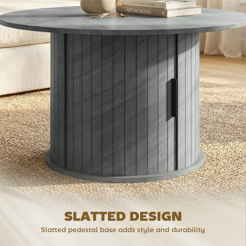 Round Coffee Table, 31.5" Center Table, Cement Grey