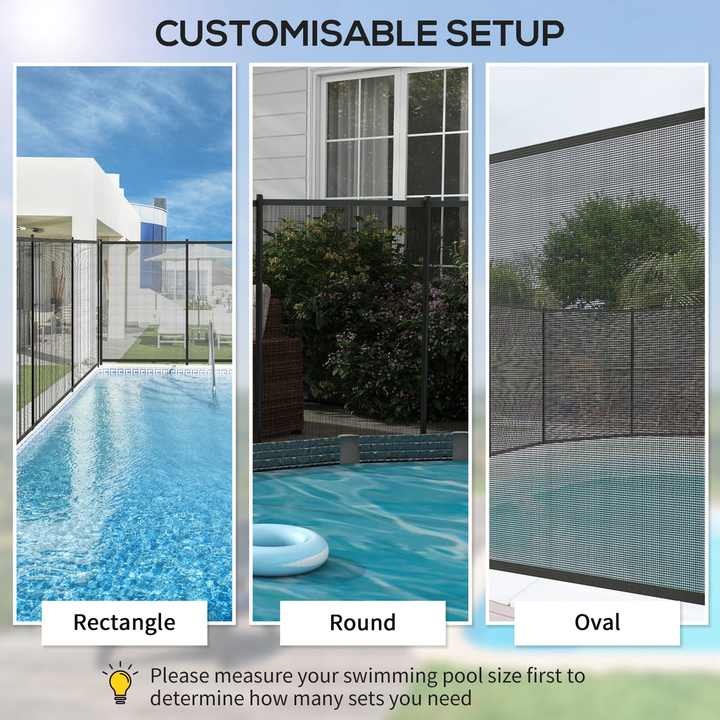 4-Panel Swimming Pool Fence, Aluminium Rustproof Pool Fencing, Overall Size 4' x 12', Black