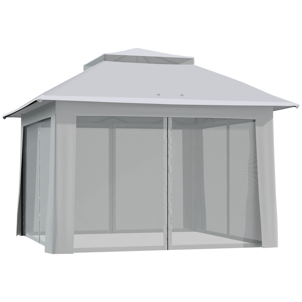 12' x 12' ዝተሰርሐ እተንስእ ፓርቲ ድንኳን ብቕጽበት ዝተሰርሐ ጽላል ጋዜቦ መጠለሊ ምስ ሓጺን ፍሬም፣ ቀሊል ግራጫ