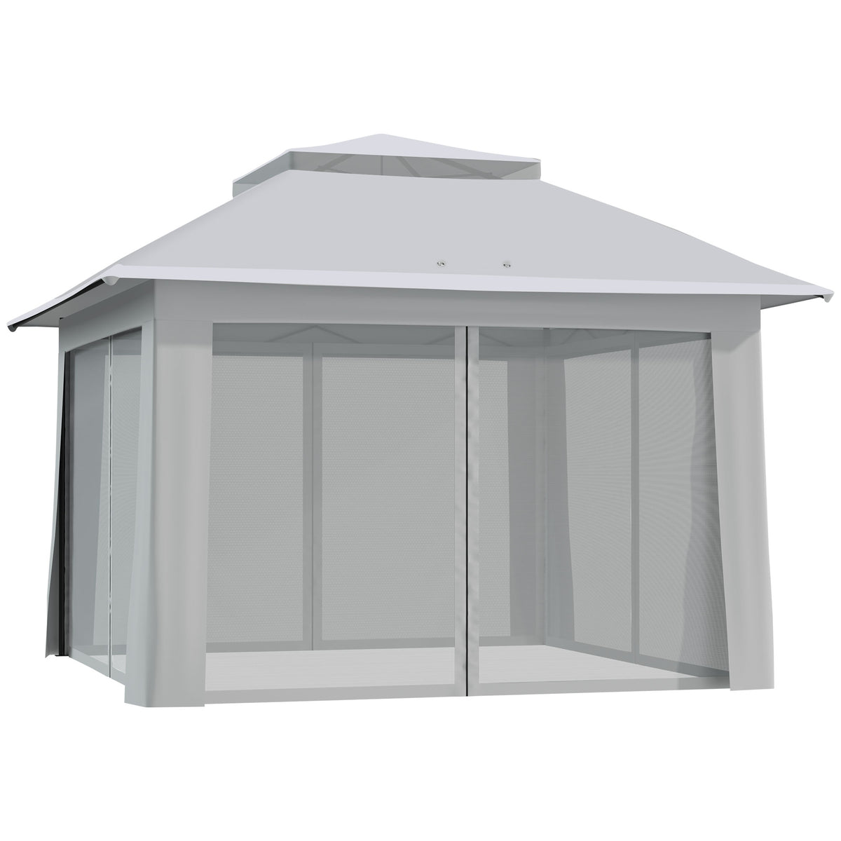 12' x 12' ዝተሰርሐ እተንስእ ፓርቲ ድንኳን ብቕጽበት ዝተሰርሐ ጽላል ጋዜቦ መጠለሊ ምስ ሓጺን ፍሬም፣ ቀሊል ግራጫ