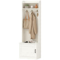 Modern Hall Tree with Shoe Storage Bench, Coat Rack and Shelves, White