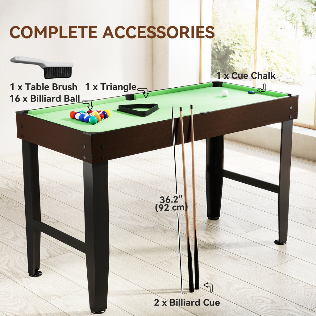 Soozier 55" Mini Pool Table, Pool Game Billiard Table Set with 2 Cues, 16 Balls, 2 Chalks, Triangle, Brush, Green