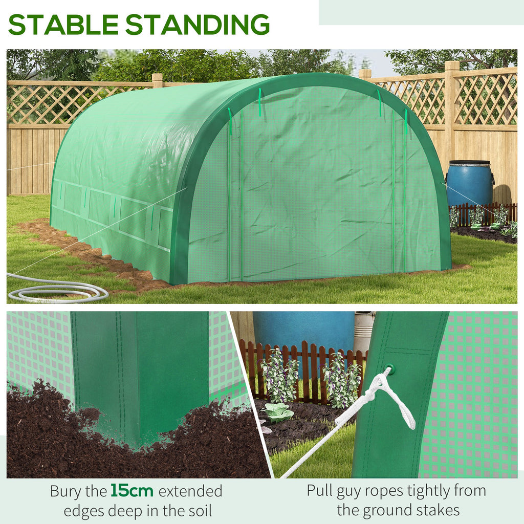19.5' x 10' x 6.5' ዝተመሓየሸ ትነል ግሪንሃውስ ብመሬት ማዕጾን መስኮታትን፣ 15 ናይ ተኽሊ መለለይን ጓንትን፣ ሓምላይ
