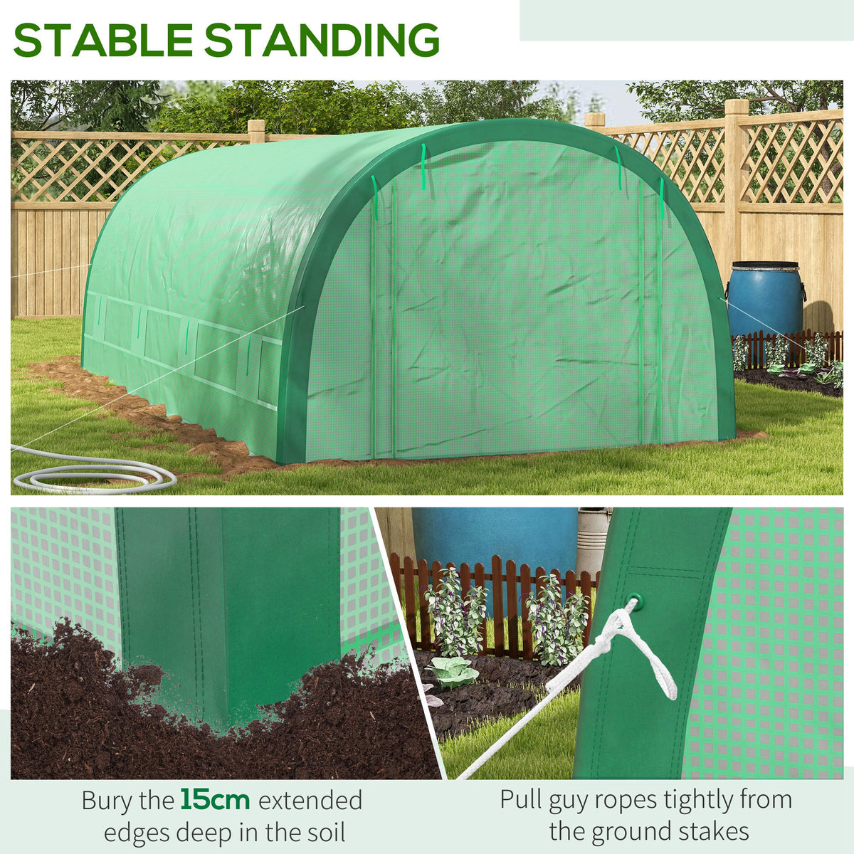 19.5' x 10' x 6.5' ዝተመሓየሸ ትነል ግሪንሃውስ ብመሬት ማዕጾን መስኮታትን፣ 15 ናይ ተኽሊ መለለይን ጓንትን፣ ሓምላይ