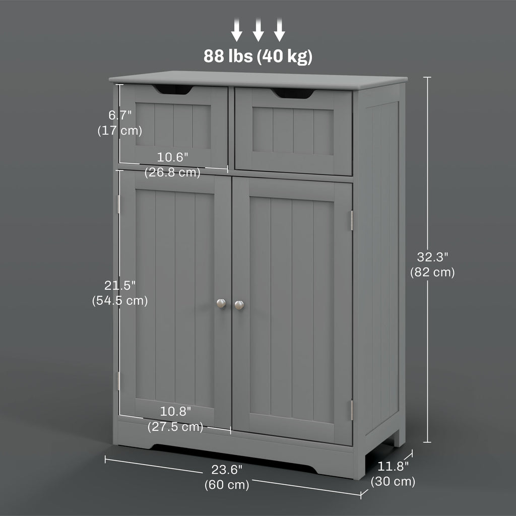 Bathroom Cabinet, Bathroom Storage Cabinet with 2 Drawers, Adjustable Shelf for Living Room, Entryway, White