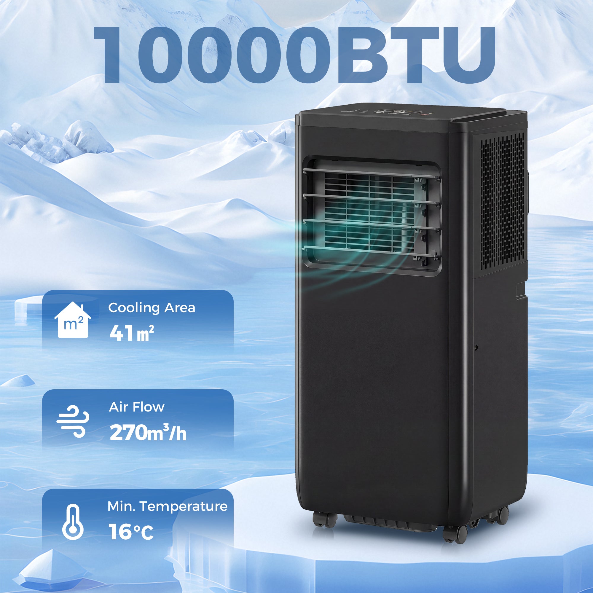 8000 BTU ተንቀሳቓሲ 4-ኣብ-ሓደ ኣየር ኮንዲሽነር ብምሑር፣ ደርቂ ኣየር፣ ፋን፣ ድቃስ፣ ዋይፋይ ድምጺ ርሑቕ ቁጽጽር፣ ጻዕዳ
