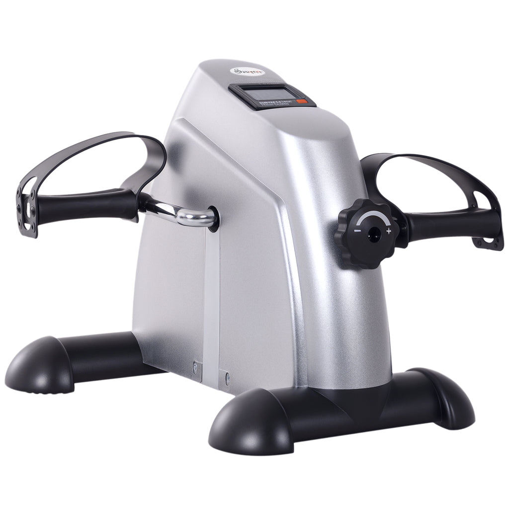Soozier Portable Mini Pedal Exercise Bike Indoor Cycle Fitness Arm Leg w/ LCD Display, Silver