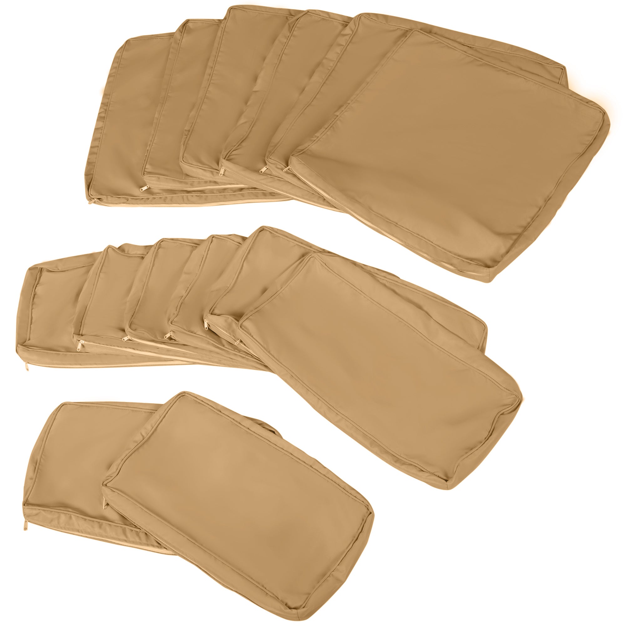 Outdoor 14pc Patio Rattan Sofa Set Cushion Polyester Cover Replacement Set - No Cushion Included Beige | Aosom Canada