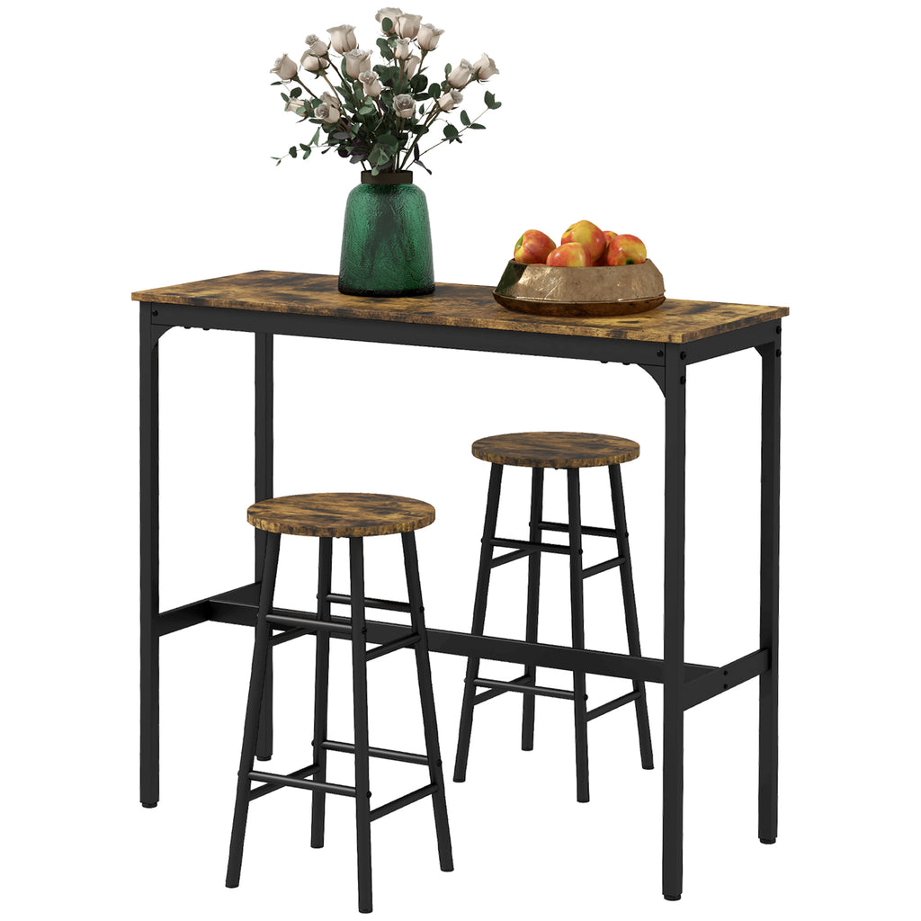 3-Piece Counter Height Bar Table and Chairs, Dining Table and Chairs Set for 2, Pub Table and Chairs