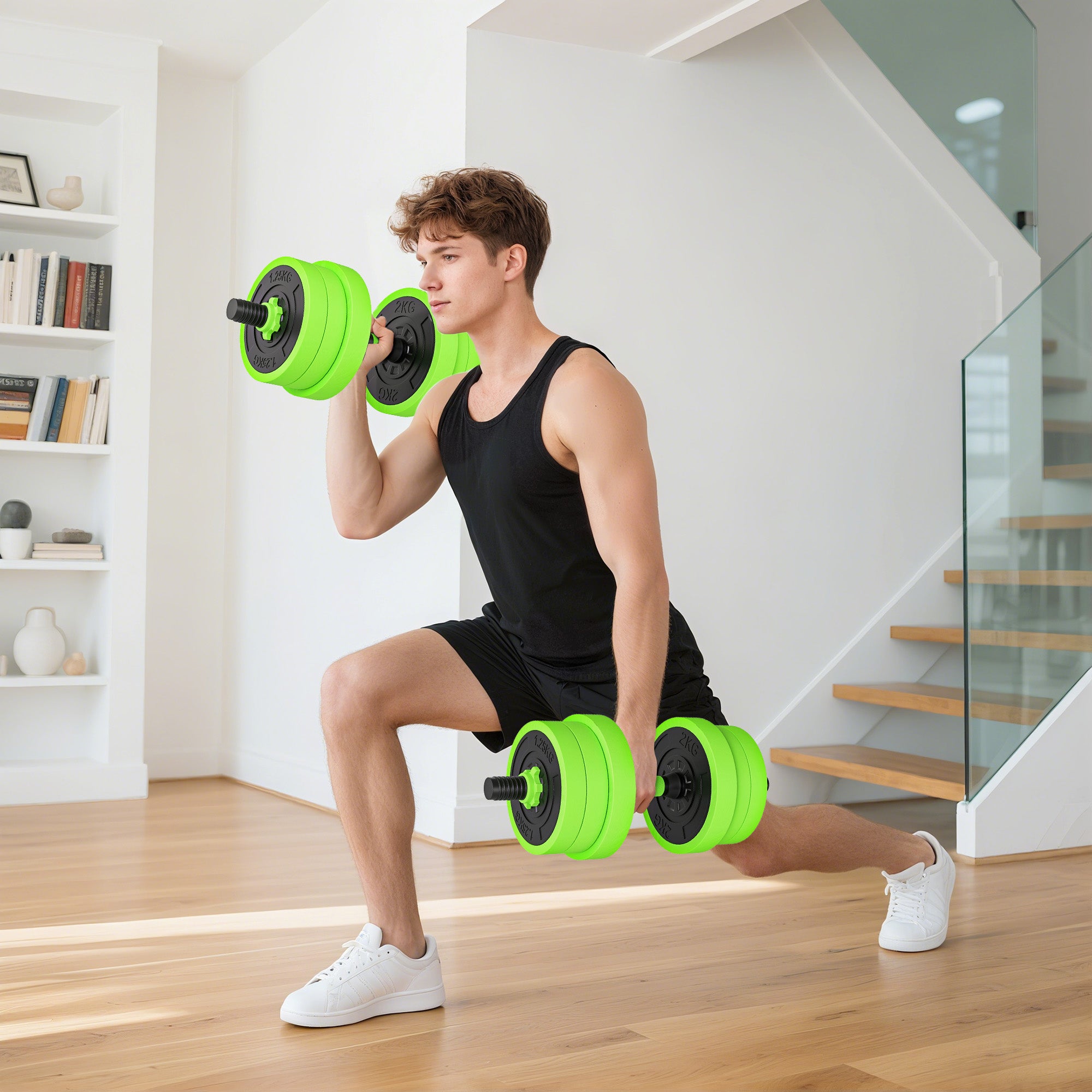 Soozier 66lbs 4-in-1 Adjustable Weight Dumbbell Set, Barbell, Kettlebell, Push Up Stand, Red