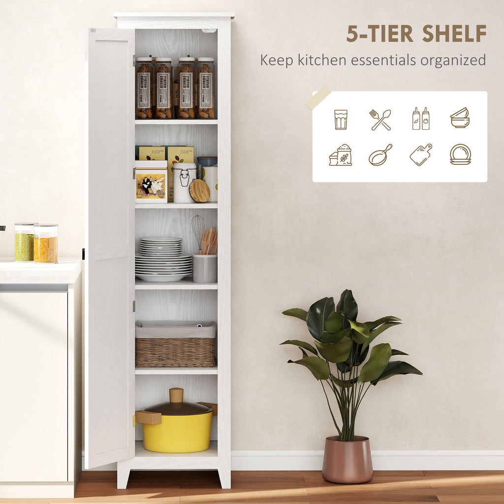 48" Farmhouse Kitchen Pantry Storage Cabinet with Barn Door, Kitchen Pantry Cabinet with Adjustable Shelves, White